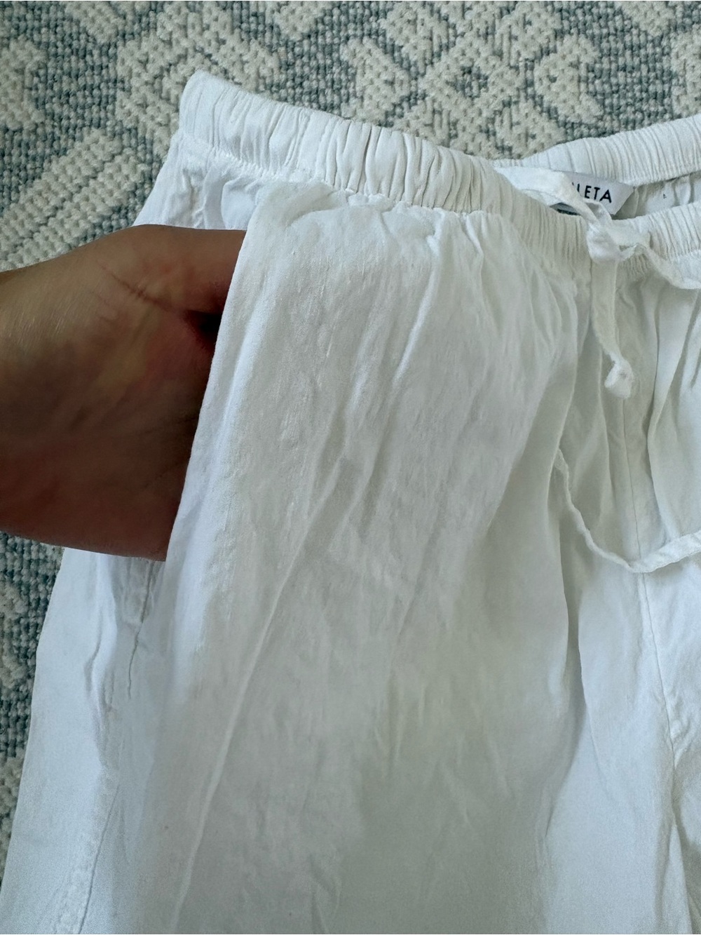 Athleta White Drawstring Wide-Leg Pants - Picture 3 of 5